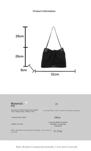 Detailed size guide for the leopard print chain tote bag with PU leather dimensions