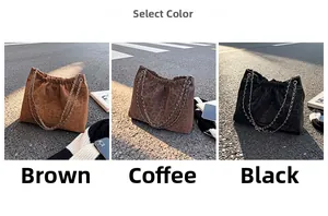 Detailed comparison of leopard print tote bags in brown, coffee, and black with chain straps