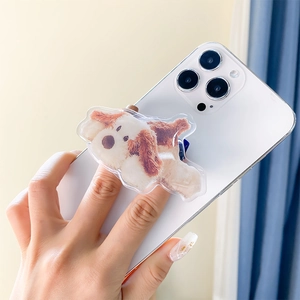 Detailed view of an acrylic phone socket featuring a realistic King Charles Spaniel dog print