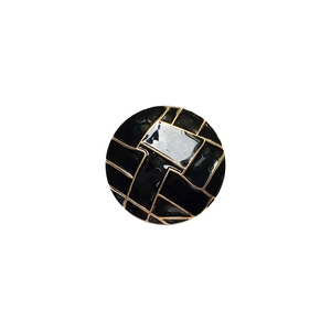 Minimalistischer runder Handy-Halter mit schwarzer Glasur und goldenen Linien
