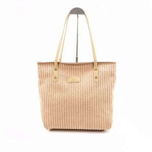Minimalist corduroy tote bag in beige with faux leather handles and metal rivets