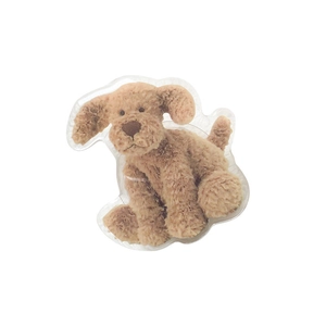 Cute brown plush dog telescopic phone air cushion stand with minimalist realistic texture