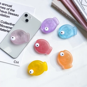 Cute 3D jelly-like fish expandable phone grip socket in vibrant translucent colors