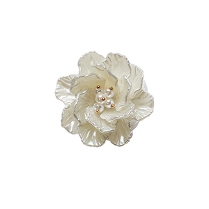 Elegant white 3D rose flower phone grip stand with pearl center and glossy finish