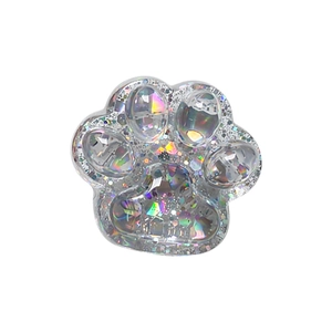 Glittery cat paw phone socket holder with iridescent sequins and gemstone accents