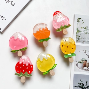 6-piece set of creative fruit ice cream shaped acrylic phone grips in vibrant colors