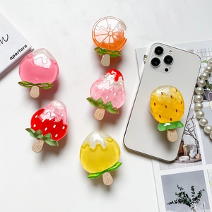 Fruit Popsicle Shape Folding Mobile Phone Grip Stand Transparent Resin Cute Creative Collapsible Bracket