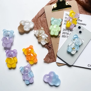 Cute Bear Cloud Mobile Phone Grip Griptok Resin Gold Foil Sequin Gradient Expandable Desktop Stand Finger Ring Holder