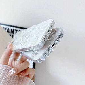 Detailed side view of the iPhone case showing precise bottom cutouts and 3D resin butterfly