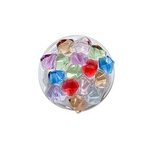 Foldable phone grip with colorful faceted acrylic ice cubes on a clear round base