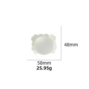Detail shot showing 48mm height and 58mm width dimensions of the white crab phone stand