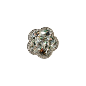 Sparkling crystal flower phone socket with luxury rhinestones and silver metallic finish