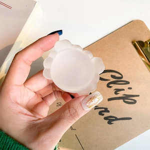 Cute white translucent 3D crab phone grip stand with a frosted matte finish