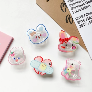 Griptoks en acrylique transparent aux motifs de dessins animés pour smartphones