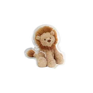 Cute plush lion phone grip stand with fluffy mane and transparent cover protection
