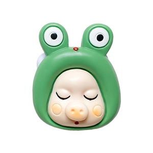 Cute pig in frog hat phone socket grip and vanity mirror for portable desk support