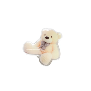 Cute Korean ins style beige teddy bear expanding cell phone grip with brown plaid bow tie