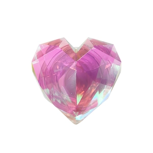 Laser heart-shaped phone grip with iridescent prismatic finish and 3D crystal cut style