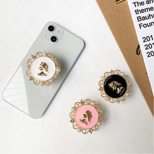Vintage Cameo Phone Grip Expanding Stand For Back Of Phone Retro Portrait Relief Alloy With Faux Artificial Pearl And Rhinestone