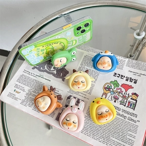 3D cute pig phone socket grip with various animal costumes including frog and rabbit