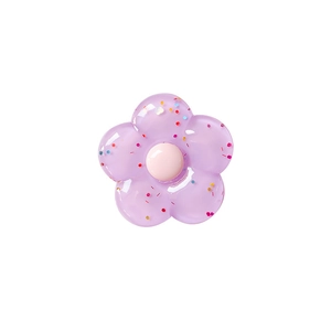 Supporto per telefono a fiore in resina viola con glitter e base estensibile