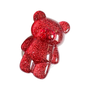 Sparkly red glitter bear phone grip expander stand on a clean white background