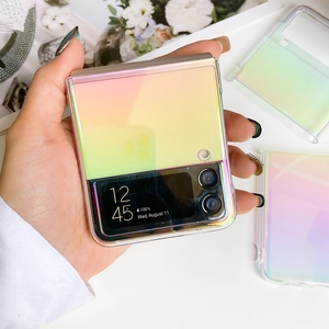 Iridescent laser gradient folding case for Galaxy Z Flip with precise camera cutouts