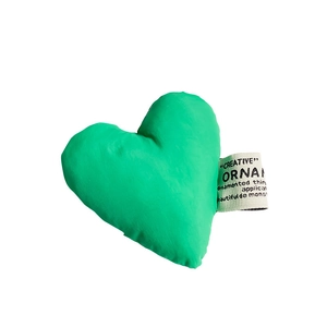 Minimalist green heart-shaped fabric phone grip with a creative ornament fabric label