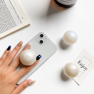 Iridescent Artificial Pearl Sphere Phone Grip Holder Telescopic Collapsible Griptok Stand Sparkling Glitter Mobile Phone Accessory