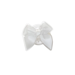 White satin bow collapsible phone grip stand with adjustable air cushion socket base