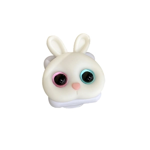 Cartoon bunny phone grip with unique heterochromia eyes and foldable pop stand design