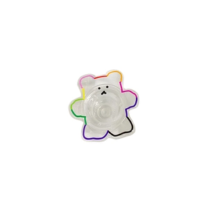 Support de téléphone ours transparent mignon avec contours arc-en-ciel et poignée