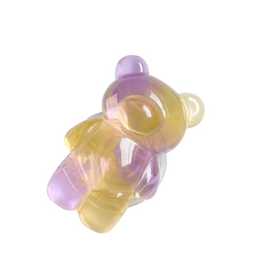 Colorful gradient bear folding cell phone stand with transparent iridescent finish
