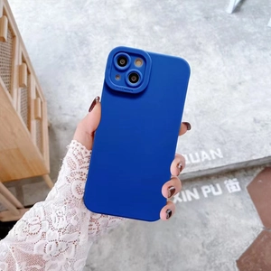 Detail view of Klein blue silicone case for iPhone with Pro Camera lens protection