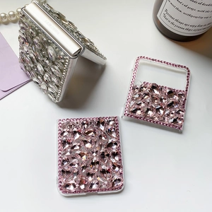 Detail of luxury rhinestone case for Samsung Z Flip with sparkling crystal accents