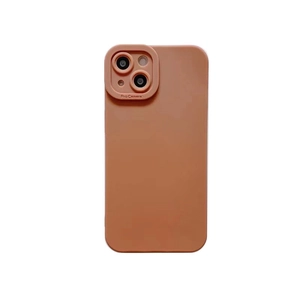 Caramel brown silicone case for iPhone with full lens protection and Pro Camera design