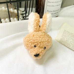 Support de téléphone lapin en peluche marron en laine d'agneau synthétique douce