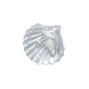 Transparent shell-shaped phone grip with pearl seashell decor on white background