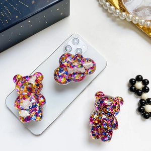 Supporto per telefono a forma di orsetto e nuvola con paillettes colorate e glitter
