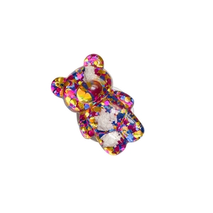 Supporto per telefono a forma di orso glitterato con paillettes colorate e nuvola