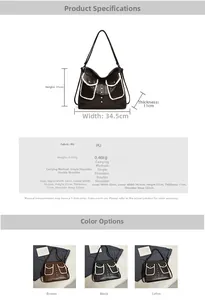 Detailed size chart and multi-view specifications for the large capacity PU tote backpack