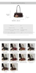 Spécification détaillée et nuancier pour le sac sous les aisselles en cuir PU rétro