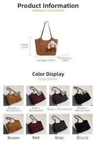 Detailed size chart and multi-color options for textured large capacity tote bag