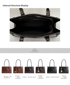 Détails de l'intérieur du sac à main en cuir PU avec options de couleurs et compartiments