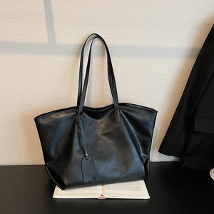 Women Large Capacity Tote Bag PU Leather Simple Urban Fashion Shoulder Bag For Work Travel Daily Commuting