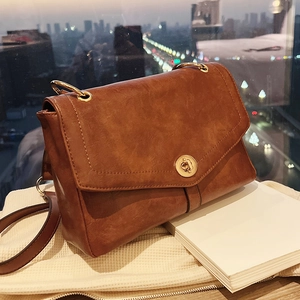 Sac Bandoulière En Cuir PU Vintage Pour Femmes Sac Messager Rétro Avec Fermoir Rotatif Doré Rabat Bandoulière Réglable