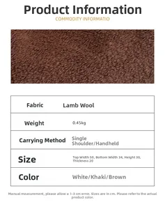 Guide des tailles détaillé pour grand sac fourre-tout en laine d'agneau avec mesures
