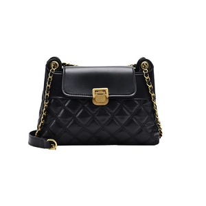 Sac À Bandoulière En Cuir PU Matelassé Avec Chaîne En Métal Et Fermoir Carré Sac Porté Travers Pour Femme