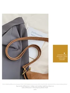 Close-up of brown leather bag shoulder strap with gold hardware and stitching detail