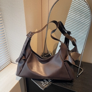 Grote Hobo Schoudertas Voor Dames Van PU Leer Minimalistische Retro Tote Met Zijzakken En Verstelbare Brede Schouderriem